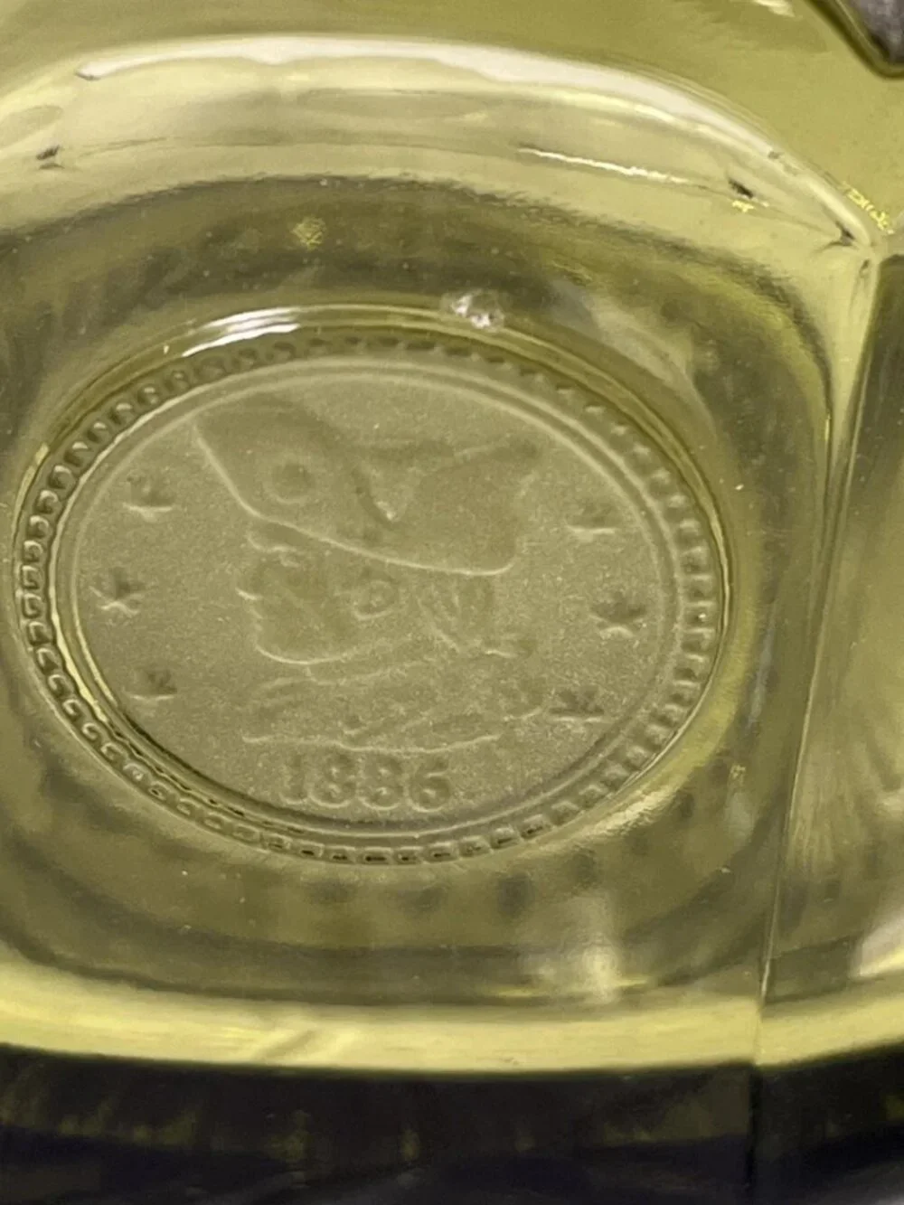 Vintage Fostoria Coin Glass Olive Green Large Bowl 7.25”